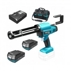Dedra Set Pistol pentru tub silicon capacitate 300 ml SAS+ALL cu 2 acumulatori Li-Ion 18V 2.0Ah incarcator rapid 125W si geanta